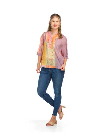 PT-16109 - PATCHWORK PRINT TOP - Colors: AS SHOWN - Available Sizes:XS-XXL - Catalog Page:52 